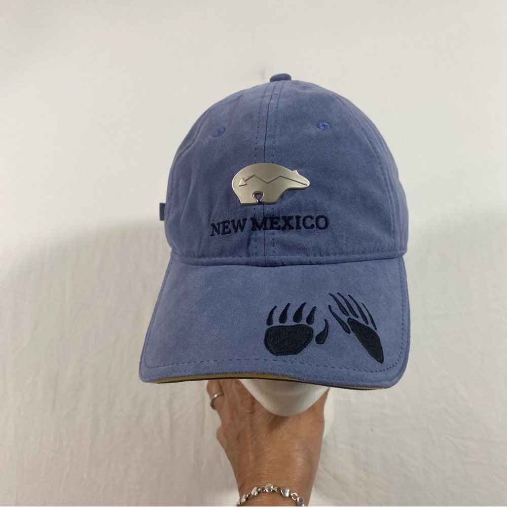 New Mexico Hat  Bear Logo Metal cap blue suede winter baseball hat